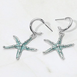 Silver Dipped Enamel Starfish Dangle Earrings