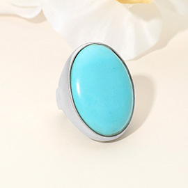 Bold Oval Natural Stone Stretch Ring