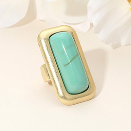 Bold Rectangular Natural Stone Stretch Ring