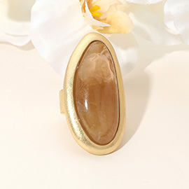 Bold Abstract Oval Natural Stone Stretch Ring