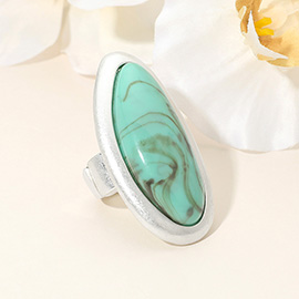 Bold Abstract Oval Natural Stone Stretch Ring