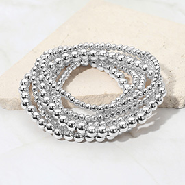 7PCS - Metal Ball Beaded Stretch Multi Layered Bracelets