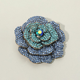 Rhinestone Embellished Rose Flower Pin Brooch