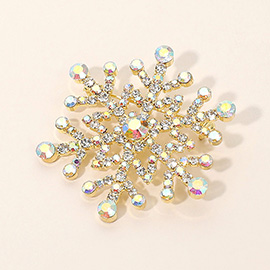 Crystal Pave Snowflake Pin Brooch