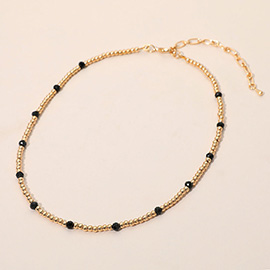 Faceted Bead Accent Metal Ball Beaded Necklace
