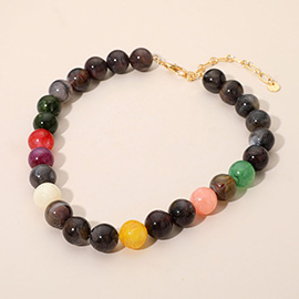 Marbled Round Beaded Necklace