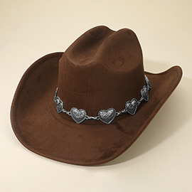 Western Heart Concho Band Cowboy Fedora Hat