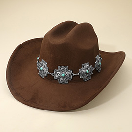 Western Cross Concho Band Cowboy Fedora Hat