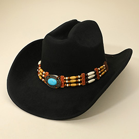 Western Boho Beaded Band Cowboy Fedora Hat