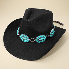 Western Linked Concho Band Cowboy Fedora Hat