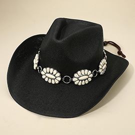 Western Linked Concho Band Cowboy Fedora Hat