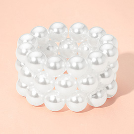 3PCS - Chunky Pearl Beaded Stretch Multi Layered Bracelets