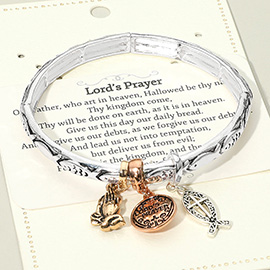Lords Prayer Message Religious Charm Stretch Bracelet