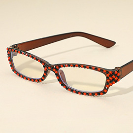 Halloween Crystal Pave Rectangular Reading Glasses