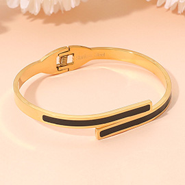 Stainless Steel Minimalist Overlap Hinged Bangle Bracelet