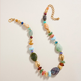 Chunky Mixed Resin Pebble Beaded Necklace