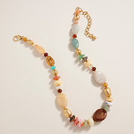 Chunky Mixed Resin Pebble Beaded Necklace