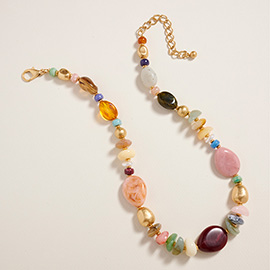 Chunky Mixed Resin Pebble Beaded Necklace