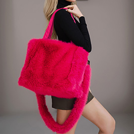 Fluffy Faux Fur Oversized Tote Bag Handbag
