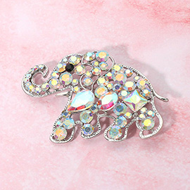 Jeweled Elephant Pin Brooch