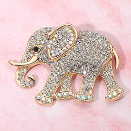 Rhinestone Embellished Elephant Pin Brooch