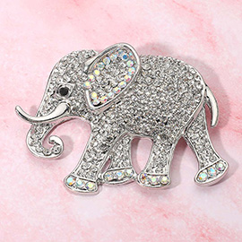 Rhinestone Embellished Elephant Pin Brooch