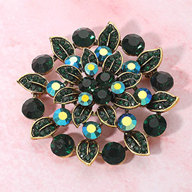 Rhinestone Embellished Elegant Floral Pin Brooch