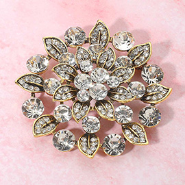 Rhinestone Embellished Elegant Floral Pin Brooch