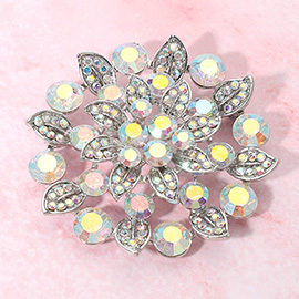 Rhinestone Embellished Elegant Floral Pin Brooch