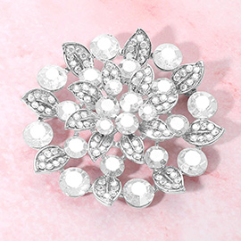 Rhinestone Embellished Elegant Floral Pin Brooch