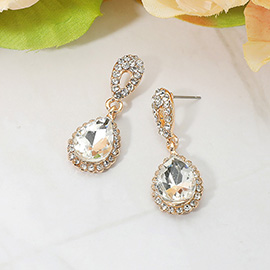 Iridescent Teardrop Crystal Dangle Earrings