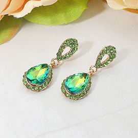 Iridescent Teardrop Crystal Dangle Earrings