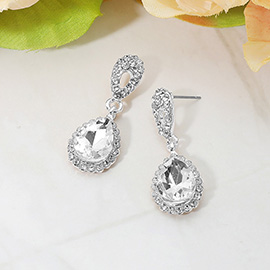 Iridescent Teardrop Crystal Dangle Earrings