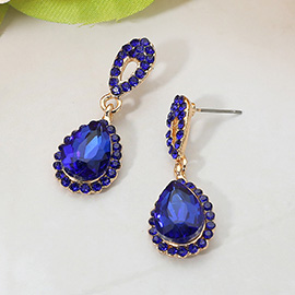 Iridescent Teardrop Crystal Dangle Earrings