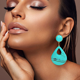 Bold Resin Teardrop Cutout Dangle Earrings