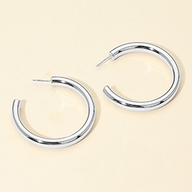 White Gold Dipped Chunky Open Hoop Earrings