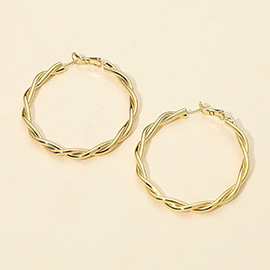 14K Gold Dipped Twisted Hoop Earrings