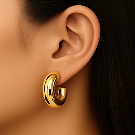 14K Gold Dipped Daily Chunky Hoop Earrings