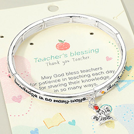 Teachers Blessing Message Charm Stretch Bracelet