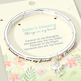 Sisters Blessing Message Charm Stretch Bracelet