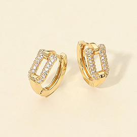14K Gold Dipped CZ Stone Paved Mini Huggie Hoop Earrings