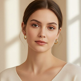 14K Gold Dipped Classic Pin Catch Hoop Earrings