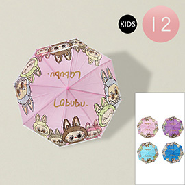 12PCS - Kids Monster Bunny Character Printed Umbrellas