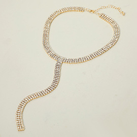 Gold Dipped Y Shaped Rhinestone Necklace