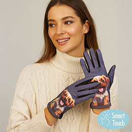 Playful Puppy Printed Smart Touch Gloves