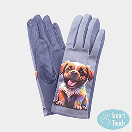Playful Puppy Printed Smart Touch Gloves