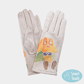 Cartoon Puppy Printed Smart Touch Gloves