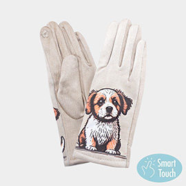 Puppy Printed Smart Touch Gloves