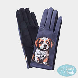 Puppy Printed Smart Touch Gloves