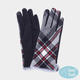 Plaid Pattern Smart Touch Gloves